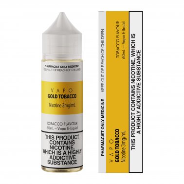 VAPO - E Liquid Gold Tobacco 60mL Freebase 3, 6, 9, 12 & 18mg