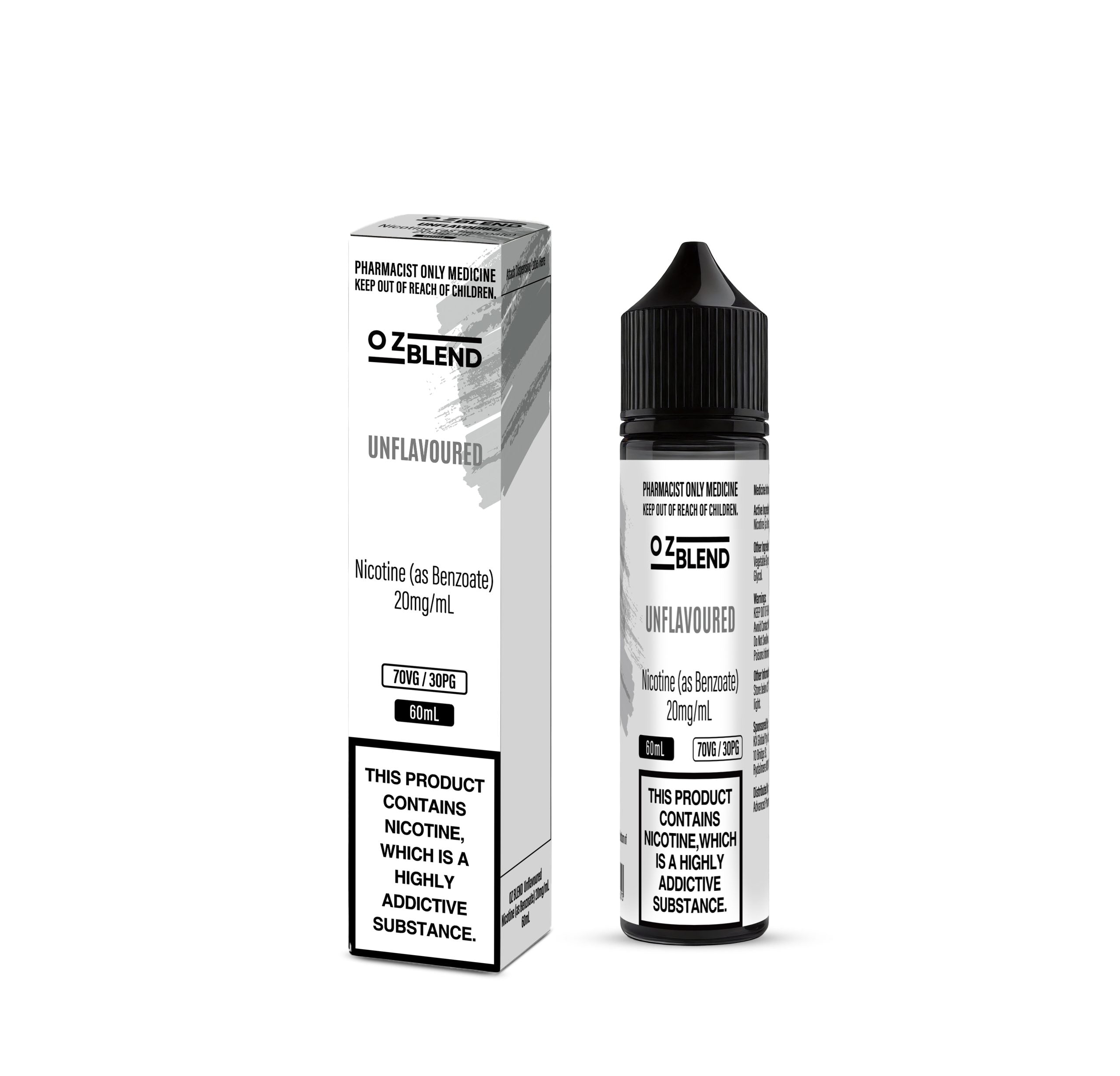 OZ BLEND Unflavoured Nicotine (as Benzoate) 20mg, 35mg & 50mg 60mL