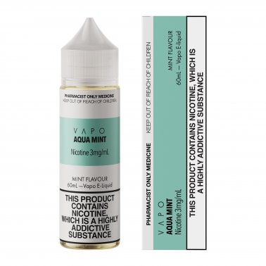 VAPO - E Liquid Aqua Mint 60mL Freebase 3, 6, 9, 12 & 18mg