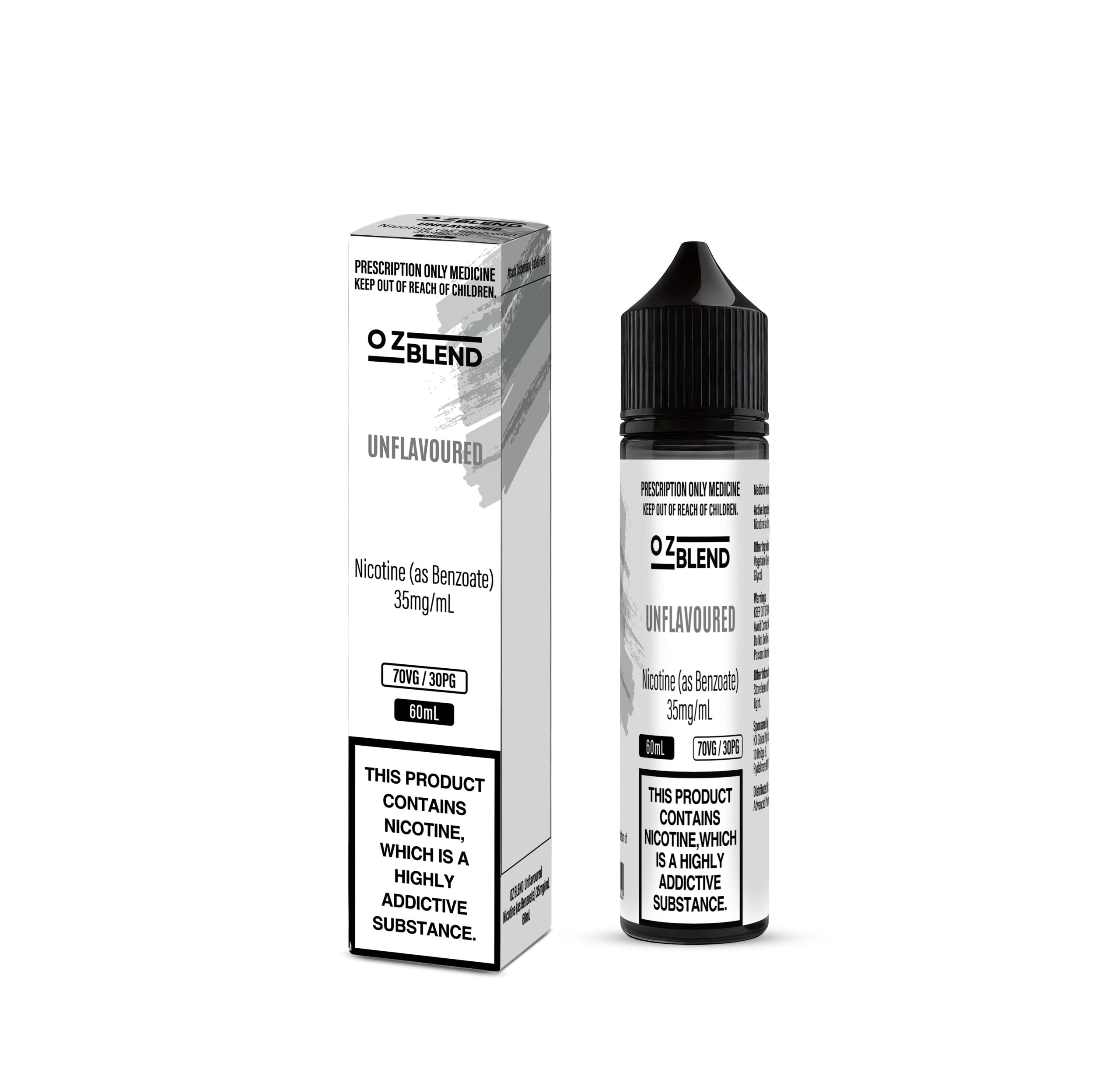 OZ BLEND Unflavoured Nicotine (as Benzoate) 20mg, 35mg & 50mg 60mL