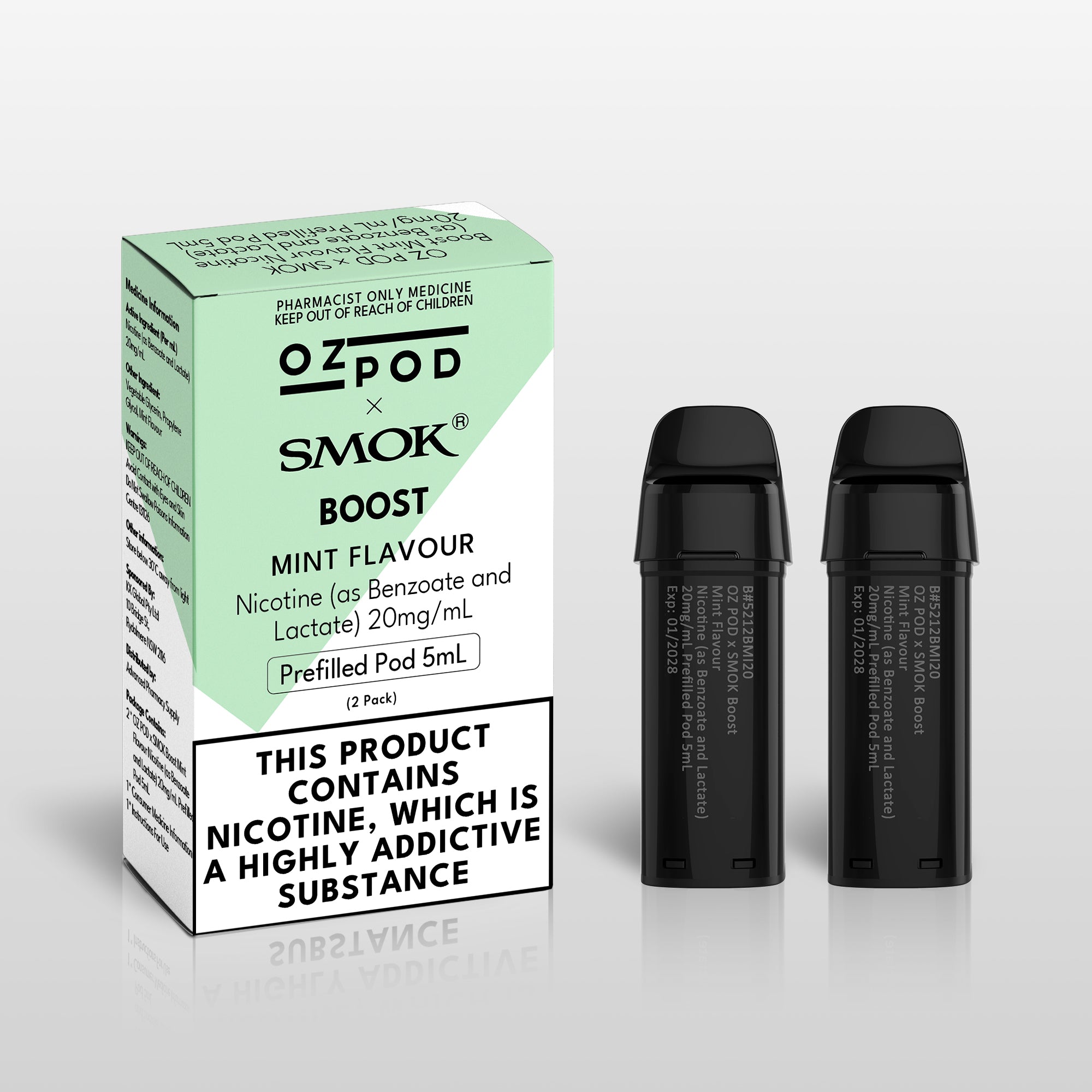 OZ POD x SMOK Boost Mint Flavour Nicotine Salt 10mg, 20mg, 35mg Prefilled Pod 5mL (2 Pack)
