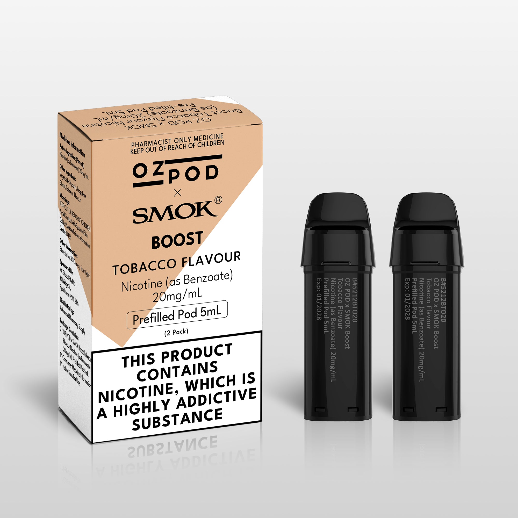 OZ POD x SMOK Boost Tobacco Flavour Nicotine Salt 10mg, 20mg, 35mg Prefilled Pod 5mL (2 Pack) (Copy)